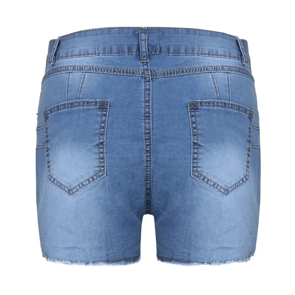 2025 New Summer Womens Jeans Shorts Jeans Short Length High Waisted Broken Denim Shorts Ripped Jeans High Waisted Hotpant Shorts