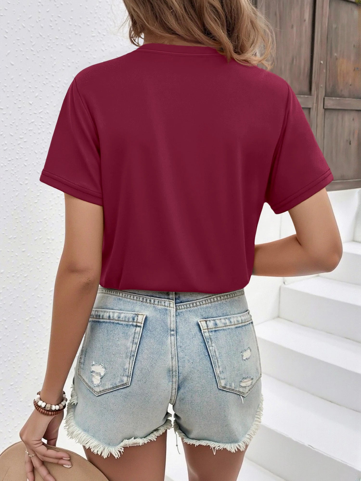 Soft V Neck Short Sleeve T-Shirt, Breathable Stretchy Basic Tee for Women, Casual Summer Wardrobe Essential Blouse