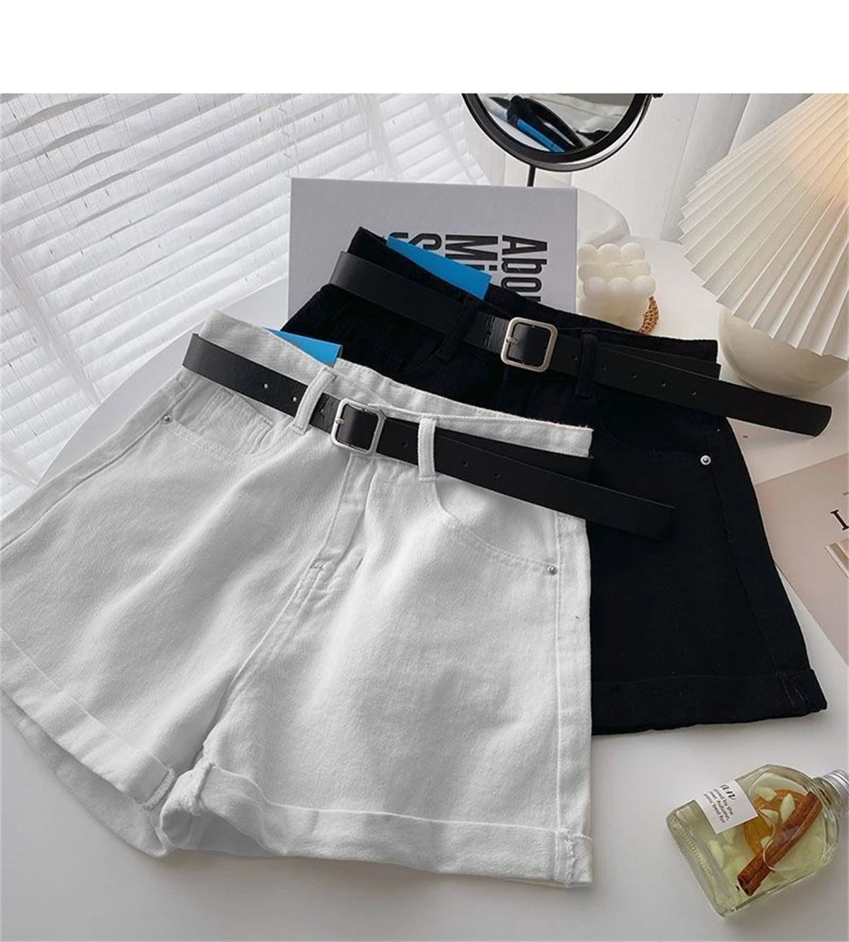 High Waist Wide Leg Short Jeans Women's Summer Loose Pocket Korean Style A-Line Casual Hot Pants Blue Denim Shorts Streetwear