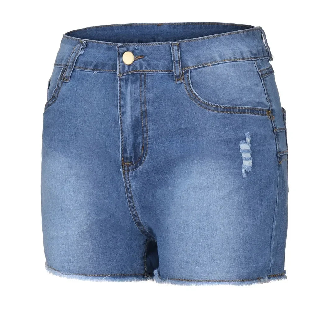 2025 New Summer Womens Jeans Shorts Jeans Short Length High Waisted Broken Denim Shorts Ripped Jeans High Waisted Hotpant Shorts