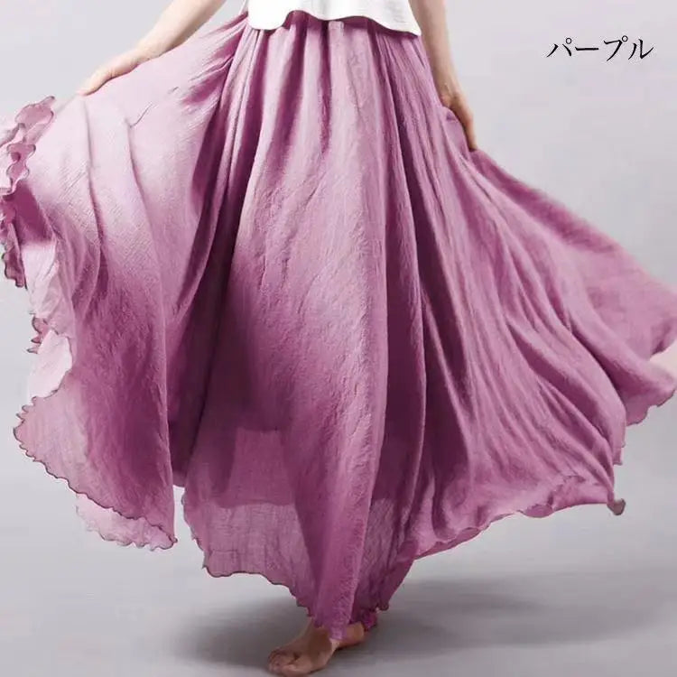 new 2020 Women Linen Cotton Long Skirts Elastic Waist Pleated Maxi Skirts Beach Boho Vintage Summer Skirts Faldas Saia
