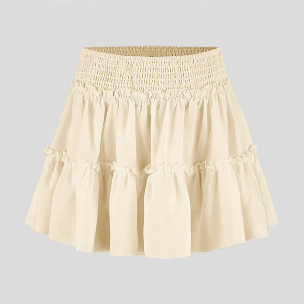 Women's High-waisted Stretchable Skirt Pants A-line Short Skirt Lining Fashionable Lapel Skirt