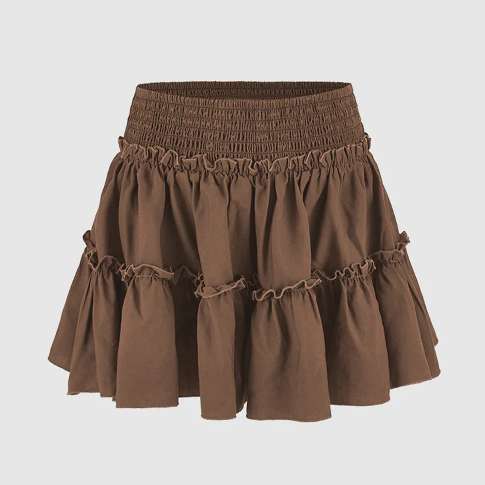 Women's High-waisted Stretchable Skirt Pants A-line Short Skirt Lining Fashionable Lapel Skirt