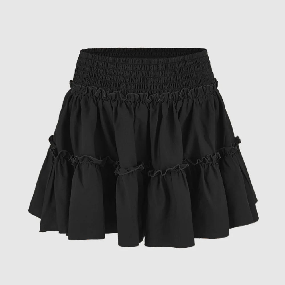 Women's High-waisted Stretchable Skirt Pants A-line Short Skirt Lining Fashionable Lapel Skirt