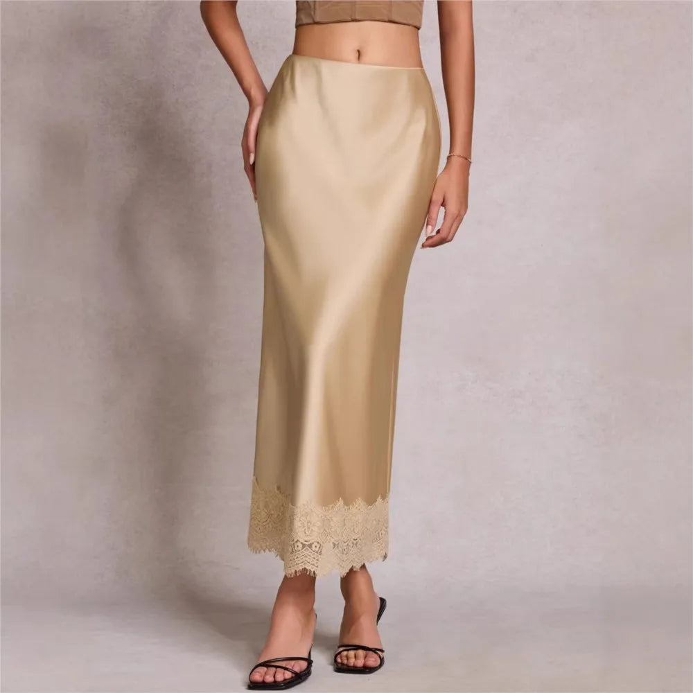Women's Clothing Lace Half Skirt High-waisted Elastic And Elegant Hip-hugging Long Skirt For Women