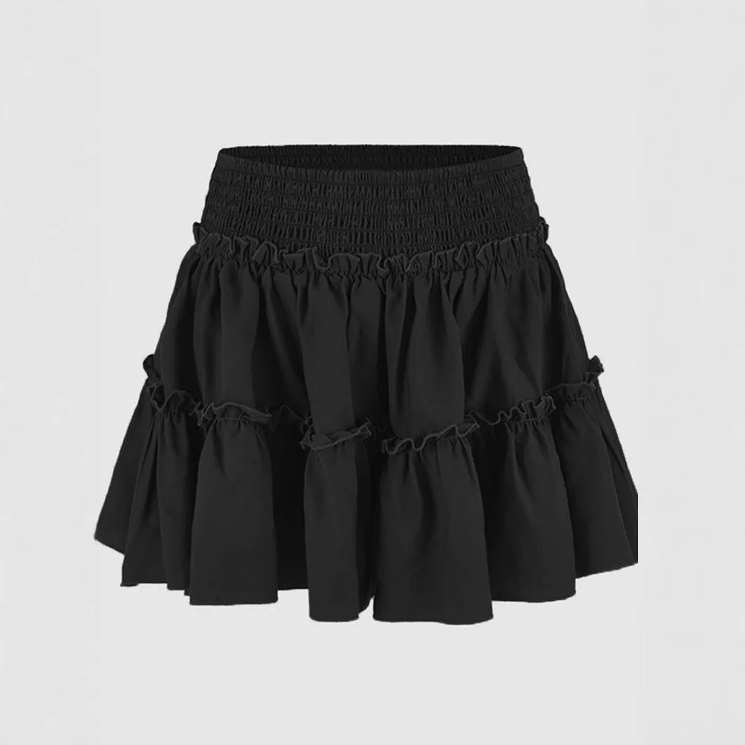 Women's High-waisted Stretchable Skirt Pants A-line Short Skirt Lining Fashionable Lapel Skirt