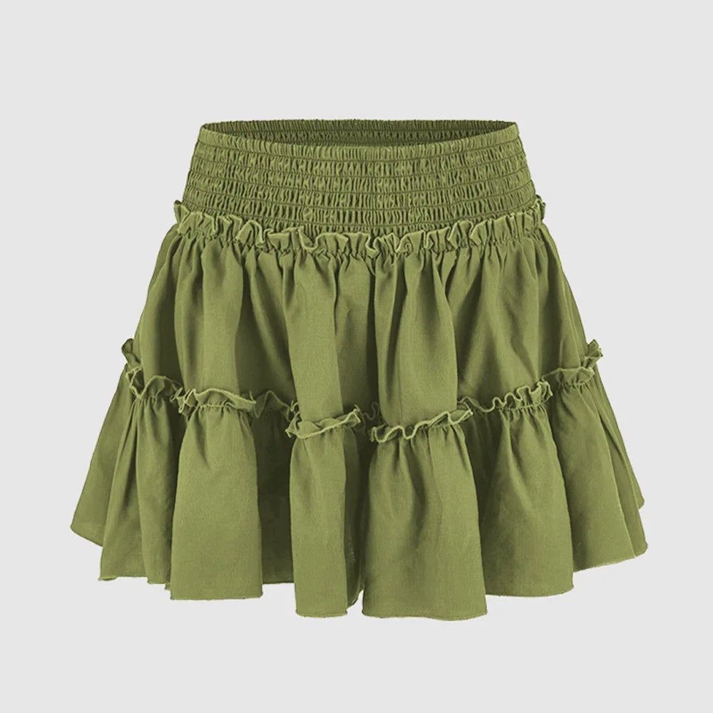 Women's High-waisted Stretchable Skirt Pants A-line Short Skirt Lining Fashionable Lapel Skirt