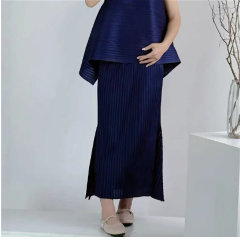Miyake Pleated Women's Casual Skirt 2026 Summer Japanese Design Irregular Design Loose Slimming Casual Fishtail Skirt
