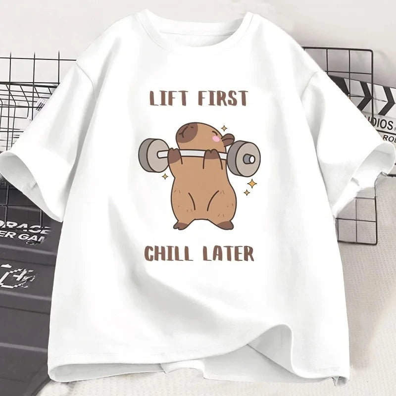 Capybara Gym T-Shirt Women Sports Tee Workout Fitness T Shirt Top Unisex Softstyle Women Tshirt Clothes Women Clothing