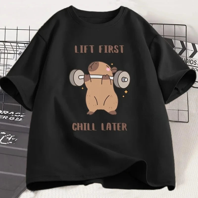 Capybara Gym T-Shirt Women Sports Tee Workout Fitness T Shirt Top Unisex Softstyle Women Tshirt Clothes Women Clothing
