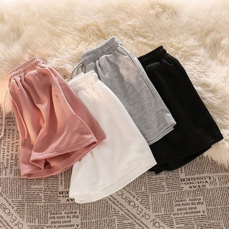 Korean Style Womens Casual Shorts Summer Loose High Waist Lounge Shorts Wide Leg Comfortable Athletic Shorts