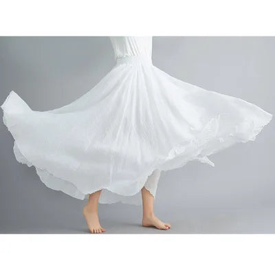 new 2020 Women Linen Cotton Long Skirts Elastic Waist Pleated Maxi Skirts Beach Boho Vintage Summer Skirts Faldas Saia