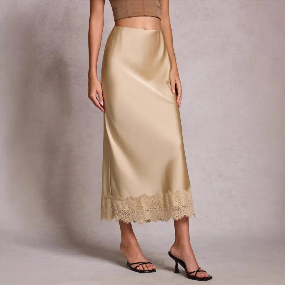 Women's Clothing Lace Half Skirt High-waisted Elastic And Elegant Hip-hugging Long Skirt For Women