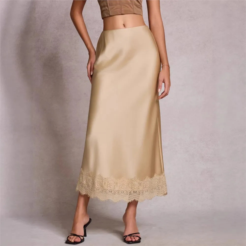 Women's Clothing Lace Half Skirt High-waisted Elastic And Elegant Hip-hugging Long Skirt For Women