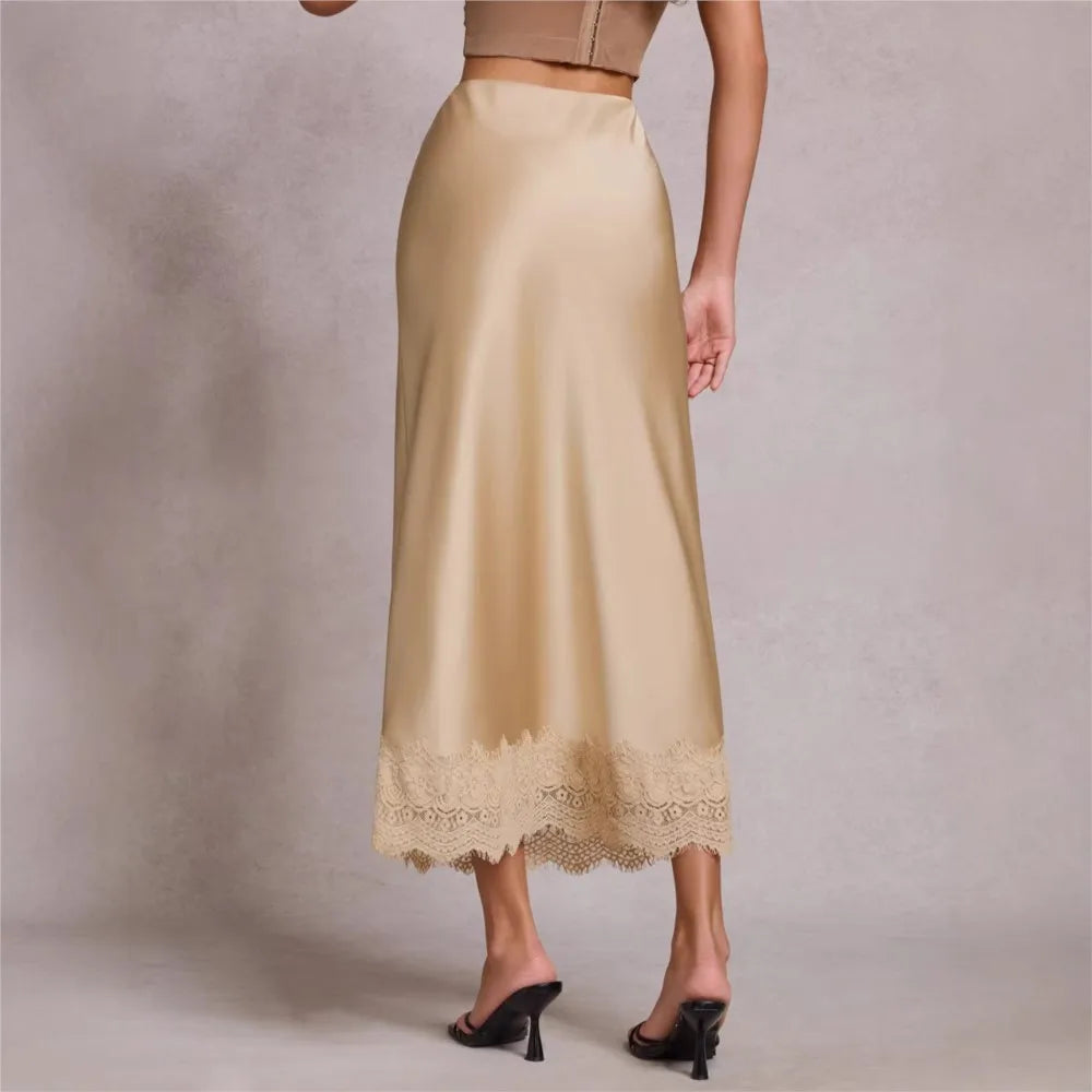Women's Clothing Lace Half Skirt High-waisted Elastic And Elegant Hip-hugging Long Skirt For Women