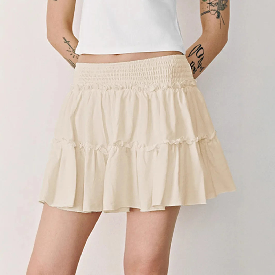 Women's High-waisted Stretchable Skirt Pants A-line Short Skirt Lining Fashionable Lapel Skirt