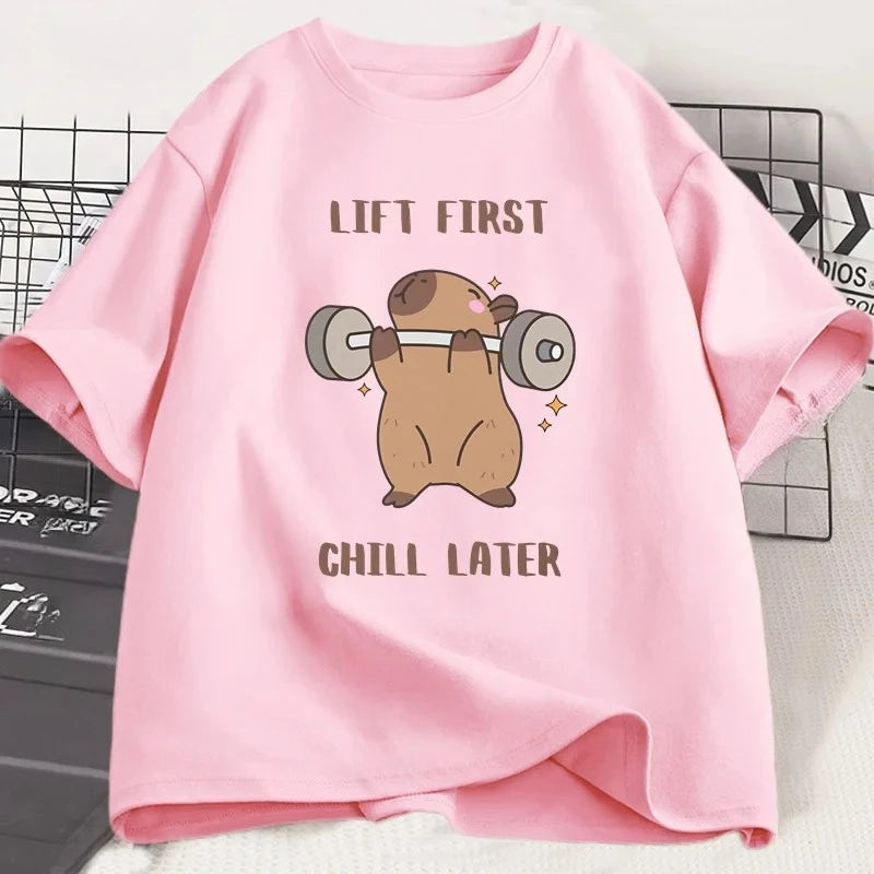 Capybara Gym T-Shirt Women Sports Tee Workout Fitness T Shirt Top Unisex Softstyle Women Tshirt Clothes Women Clothing