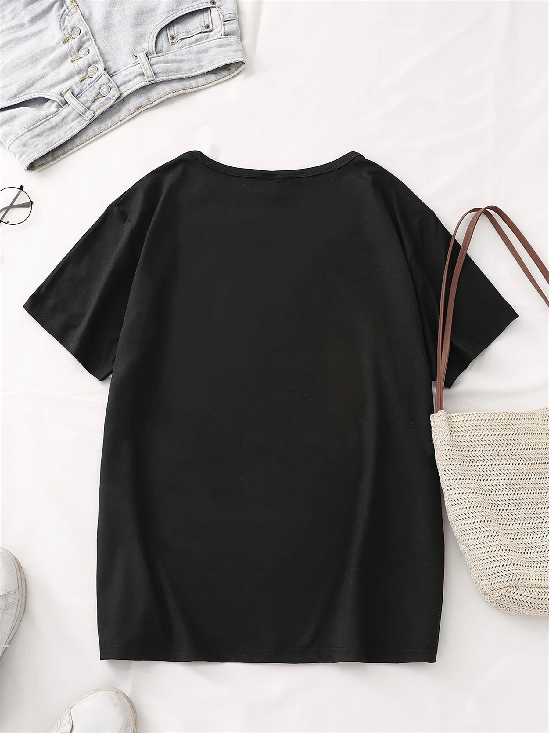 WomenS Casual Fitness T-Shirt with Dumbbell Graphic Brown Short Sleeve Round Neck Comfortable Summer Top