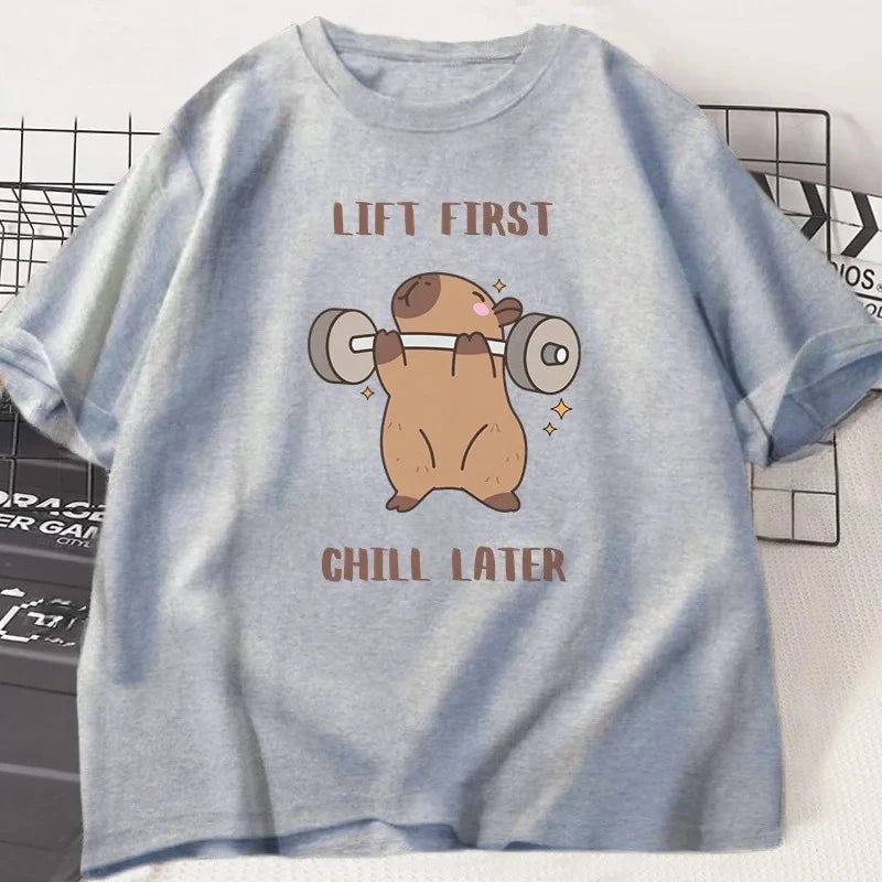 Capybara Gym T-Shirt Women Sports Tee Workout Fitness T Shirt Top Unisex Softstyle Women Tshirt Clothes Women Clothing