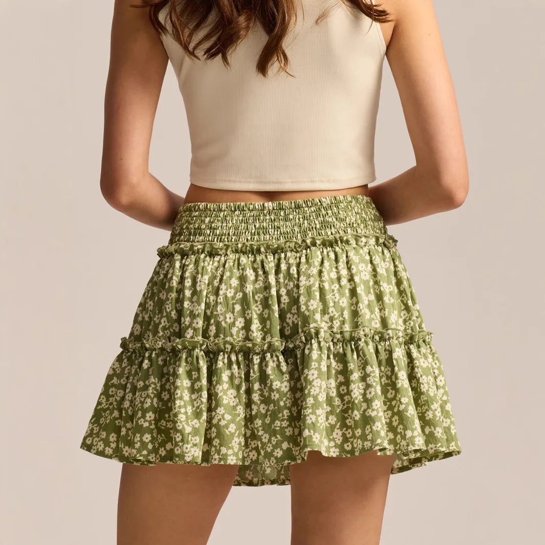 Women's High-waisted Stretchable Skirt Pants A-line Short Skirt Lining Fashionable Lapel Skirt