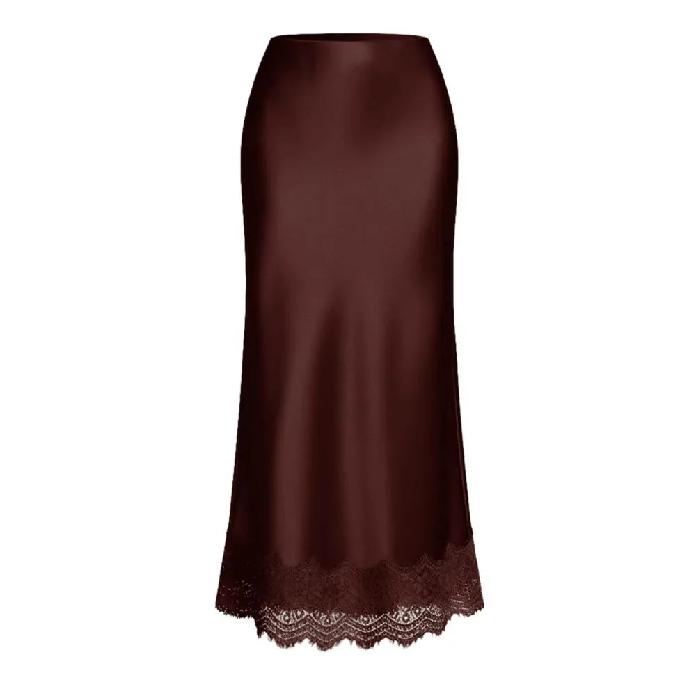 Women's Clothing Lace Half Skirt High-waisted Elastic And Elegant Hip-hugging Long Skirt For Women