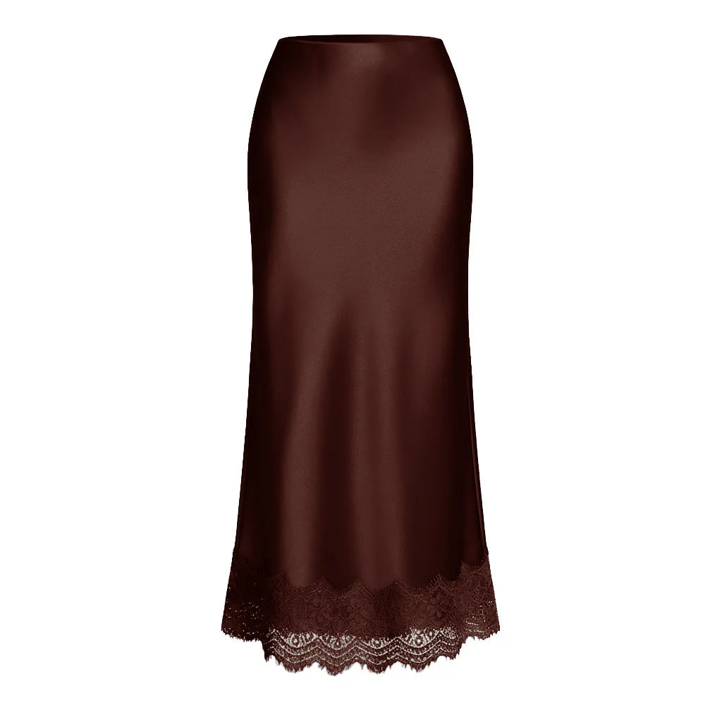 Women's Clothing Lace Half Skirt High-waisted Elastic And Elegant Hip-hugging Long Skirt For Women
